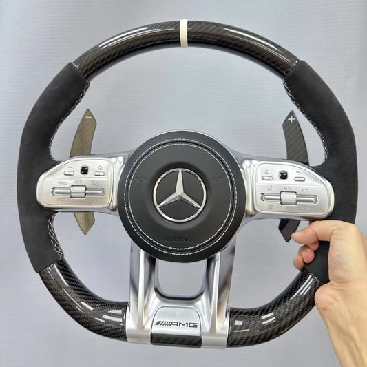 Carbon Fiber Steering Wheel for Benzs Slc-class Slc200 Slc260 Slc300 AMG GT With Perforated Leather Steering Wheel
