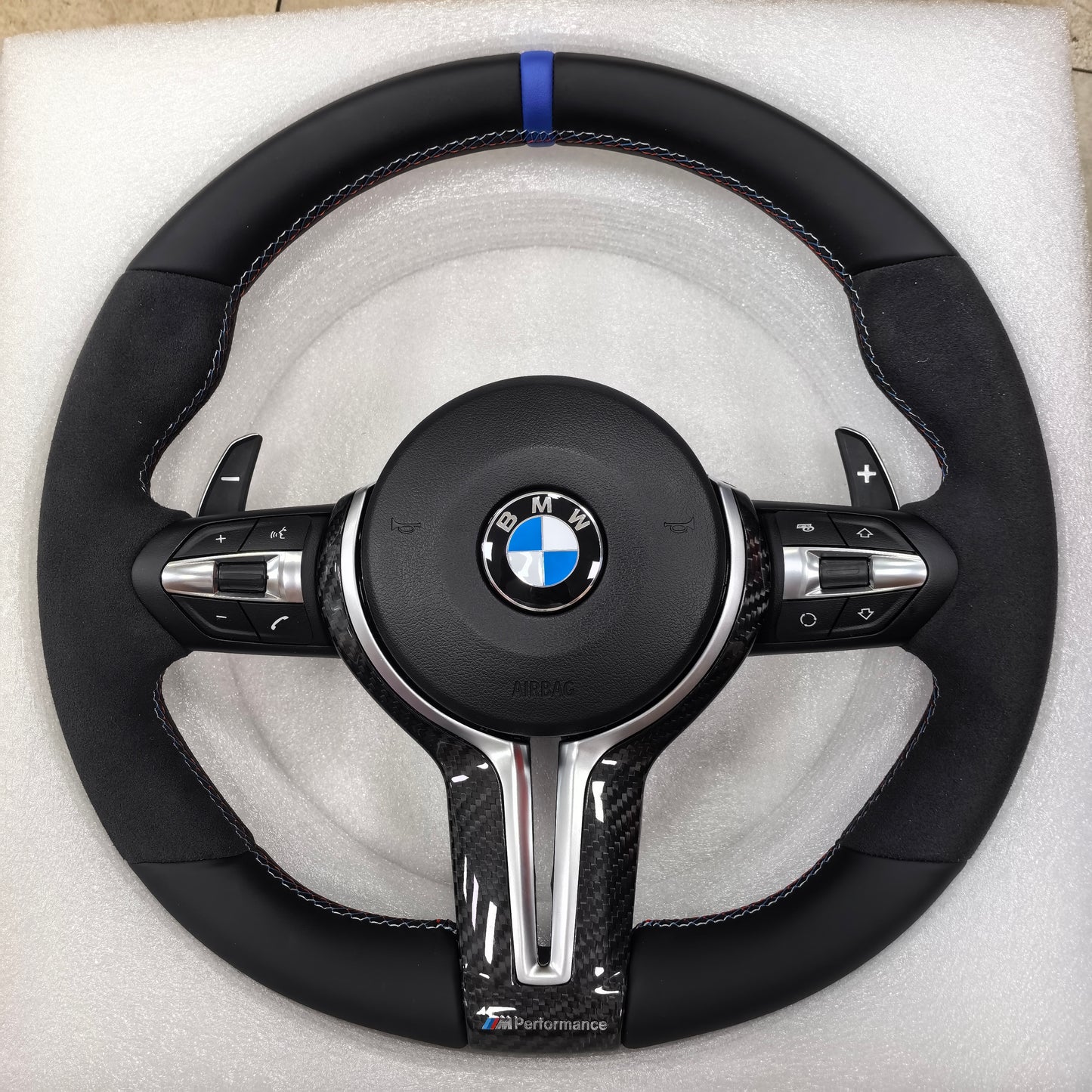 Premium BMW M Sport Steering Wheel Upgrade – Compatible with F10 F30 F80 F82 M3 M4 – Hand-Stitched Leather & Alcantara