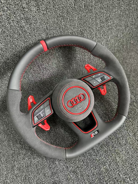 Customized Steering Wheel with Sports Design Auto Accessories for Audi A3 A4 A5 A6 A7 A8 Q3 Q5 Q7 Leather Material