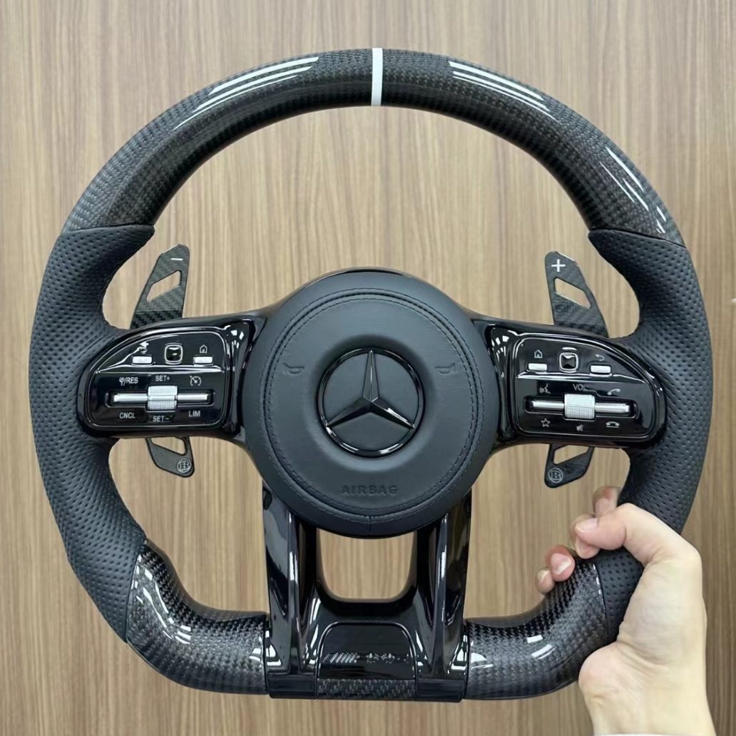 Carbon Fiber Steering Wheel for Benzs Slc-class Slc200 Slc260 Slc300 AMG GT With Perforated Leather Steering Wheel