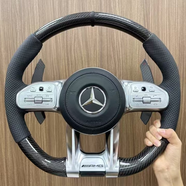Carbon Fiber Steering Wheel for Benzs Slc-class Slc200 Slc260 Slc300 AMG GT With Perforated Leather Steering Wheel