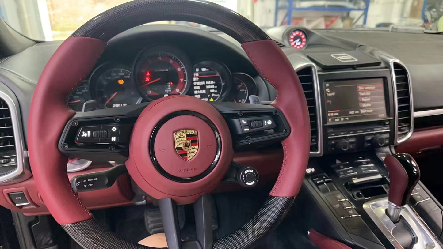 Porsche Cayenne 958 Panamera Steering Wheel Volante - Carbon Fiber/Nappa Leather Hand Grip Upgrade