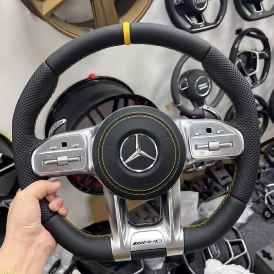 Customizable Leather Sports Steering Wheel Upgrade Fit for AMG GT W205 W212 W176 W211 Models Interior Accessory