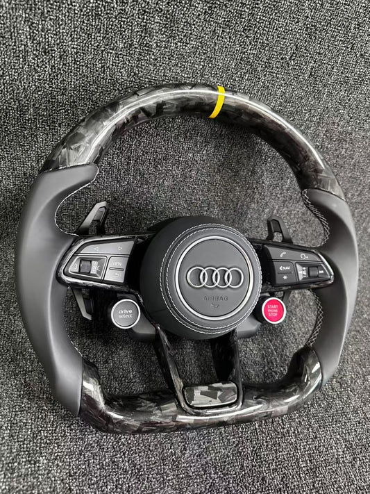 Customized Carbon Fiber Steering Wheel 2019-2021 Audi C8 A6 S6 RS6 A7 S7 RS7 Sports Design Style Including RS3 A5 R8 TT Q5