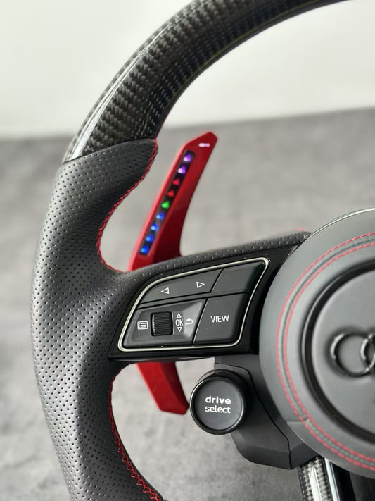 Custom Carbon Fiber D-Shape LED Shift Lights Steering Wheel for Audi A3 A4 RS3 RS4 RS5 S3 S4 S5