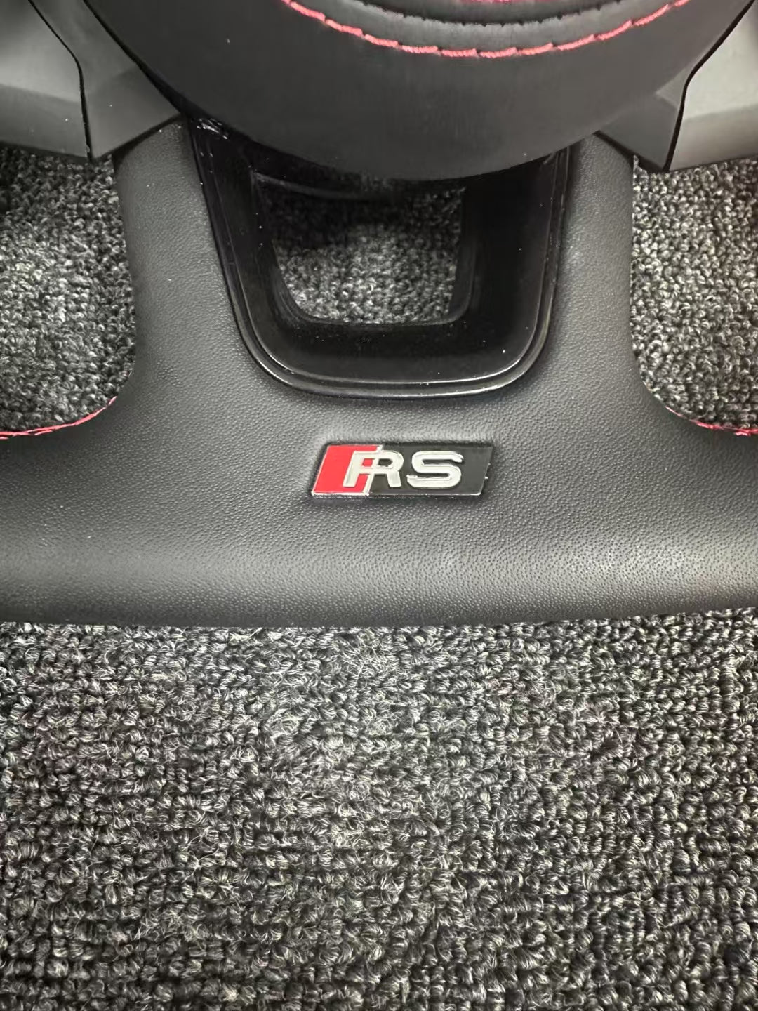 D-shaped flat bottomed Audi leather steering wheel+carbon fiber paddles