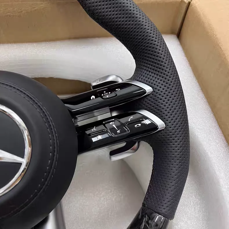 Custom forged carbon steering wheel suitable for Benz W203, W204, W205, W212, W213, CLS, and W218 interior upgrades.