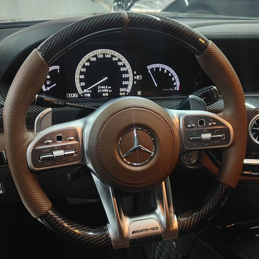 Suitable for Mercedes-Benz AMG Steering Wheel Old Model Upgraded to New Carbon Fiber Steering Wheel GLC GLB CLA GLS Modification