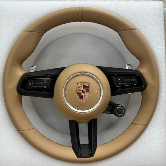 Modified Porsche Leather Steering Wheel for Porsche Cayman Cayenne Panamera Macan Tayneen Boxter Cocoa 718 911 955 957 970 971