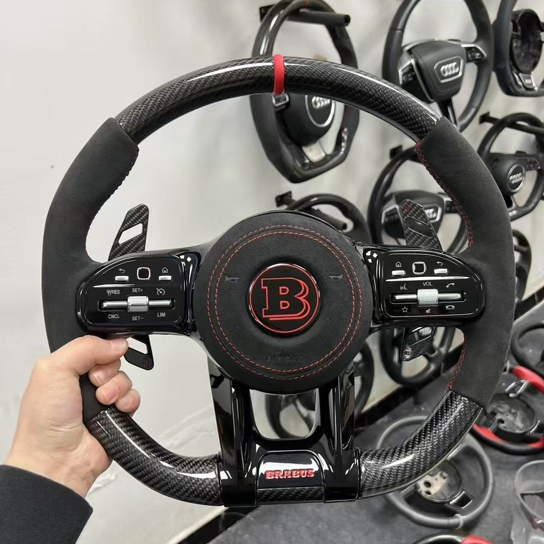 Customizable Carbon Fiber Leather Sports Steering Wheel Upgrade Fit for AMG GT W205 W212 W176 W211 Models Interior Accessory