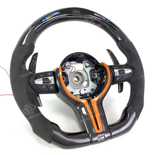 BMW steering wheel Custom carbon fiber LED Alcantara
