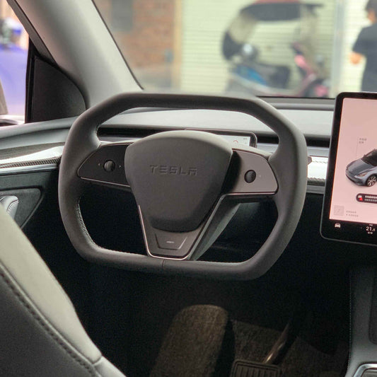 Cybertruck style Nappa leather steering wheel for Tesla model 3/Y/S/X