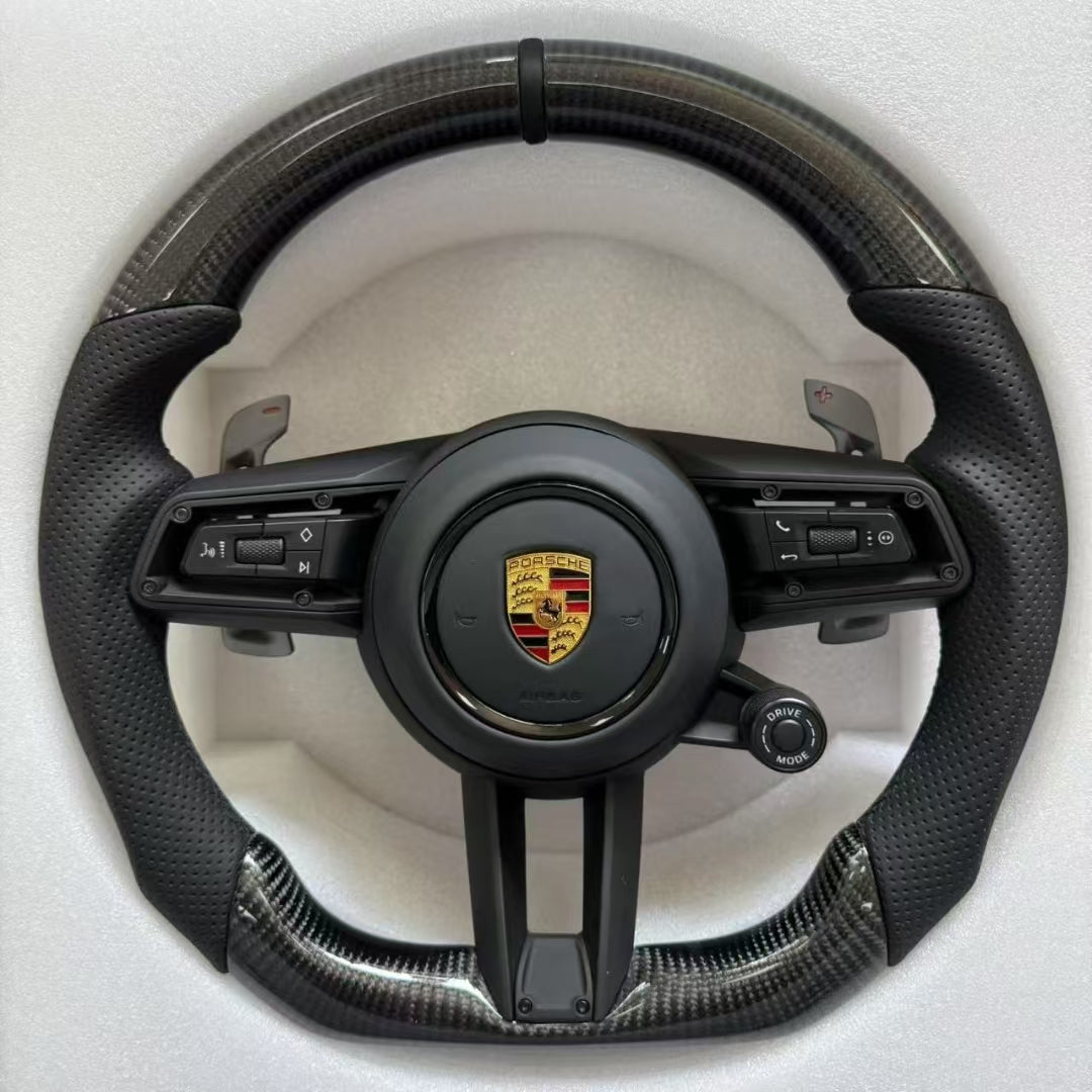 For Porsche GT4 Style Sports Steering Wheel with Real Carbon Fiber and for Alcantara Upgrade for Cayman & TT Models