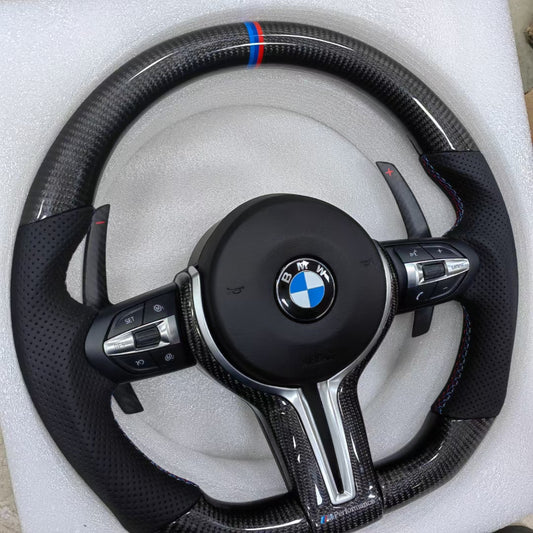 OEM-Style BMW M Performance Steering Wheel – Fit for 3 Series F30/F80 & 5 Series F10 – Carbon Fiber & Leather Trim