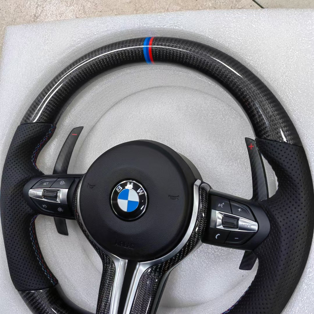 OEM-Style BMW M Performance Steering Wheel – Fit for 3 Series F30/F80 & 5 Series F10 – Carbon Fiber & Leather Trim