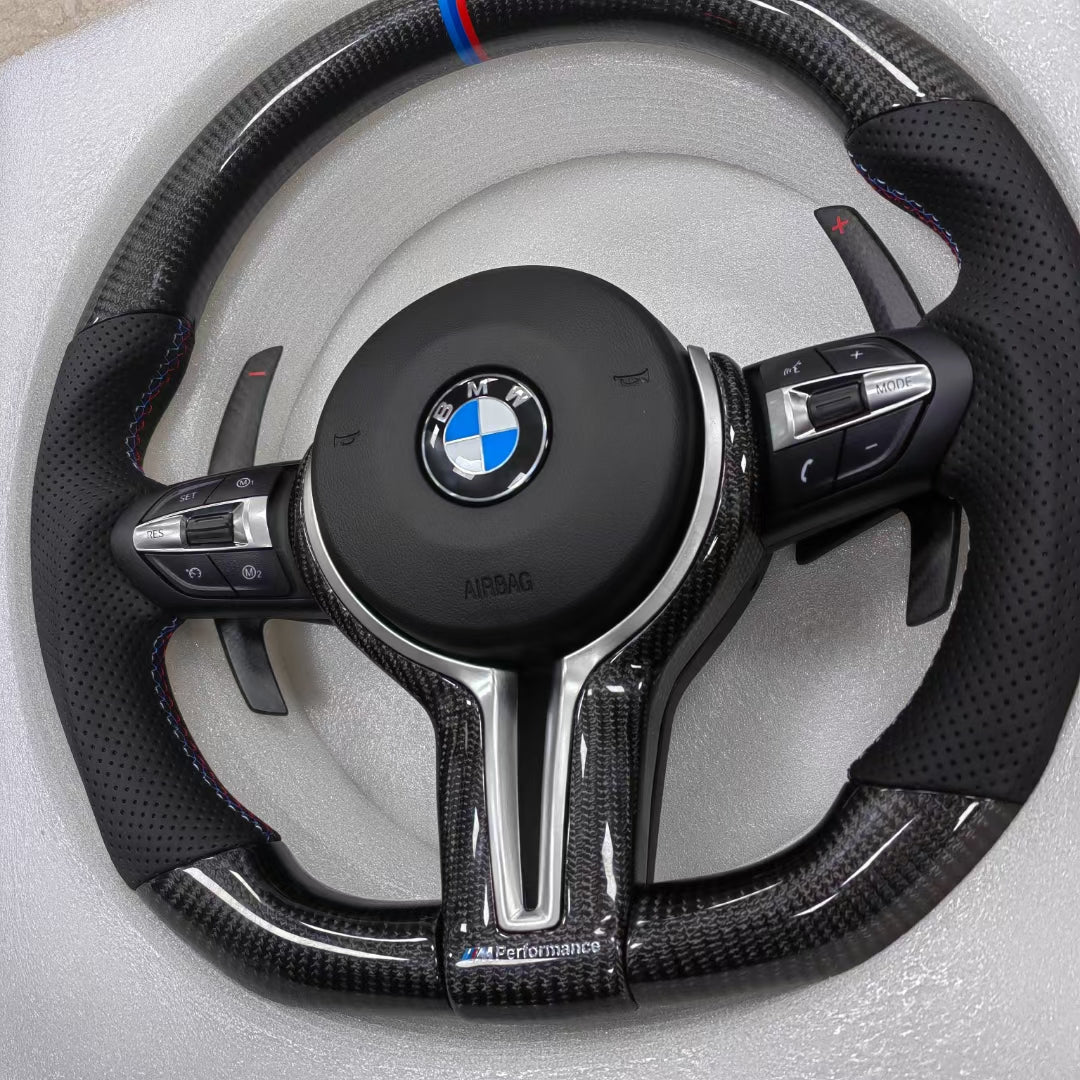 OEM-Style BMW M Performance Steering Wheel – Fit for 3 Series F30/F80 & 5 Series F10 – Carbon Fiber & Leather Trim