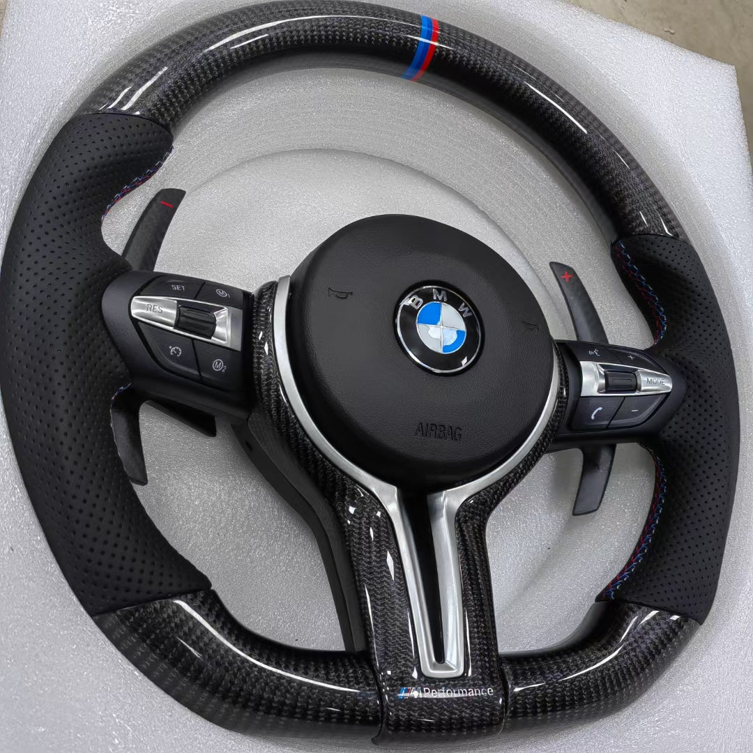 OEM-Style BMW M Performance Steering Wheel – Fit for 3 Series F30/F80 & 5 Series F10 – Carbon Fiber & Leather Trim