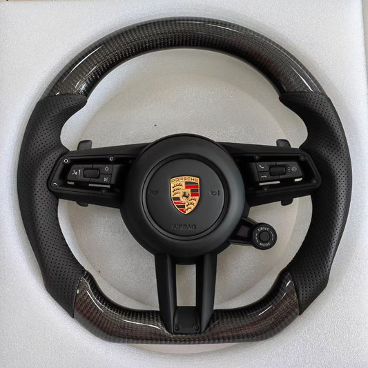 For Porsche GT4 Style Sports Steering Wheel with Real Carbon Fiber and for Alcantara Upgrade for Cayman & TT Models