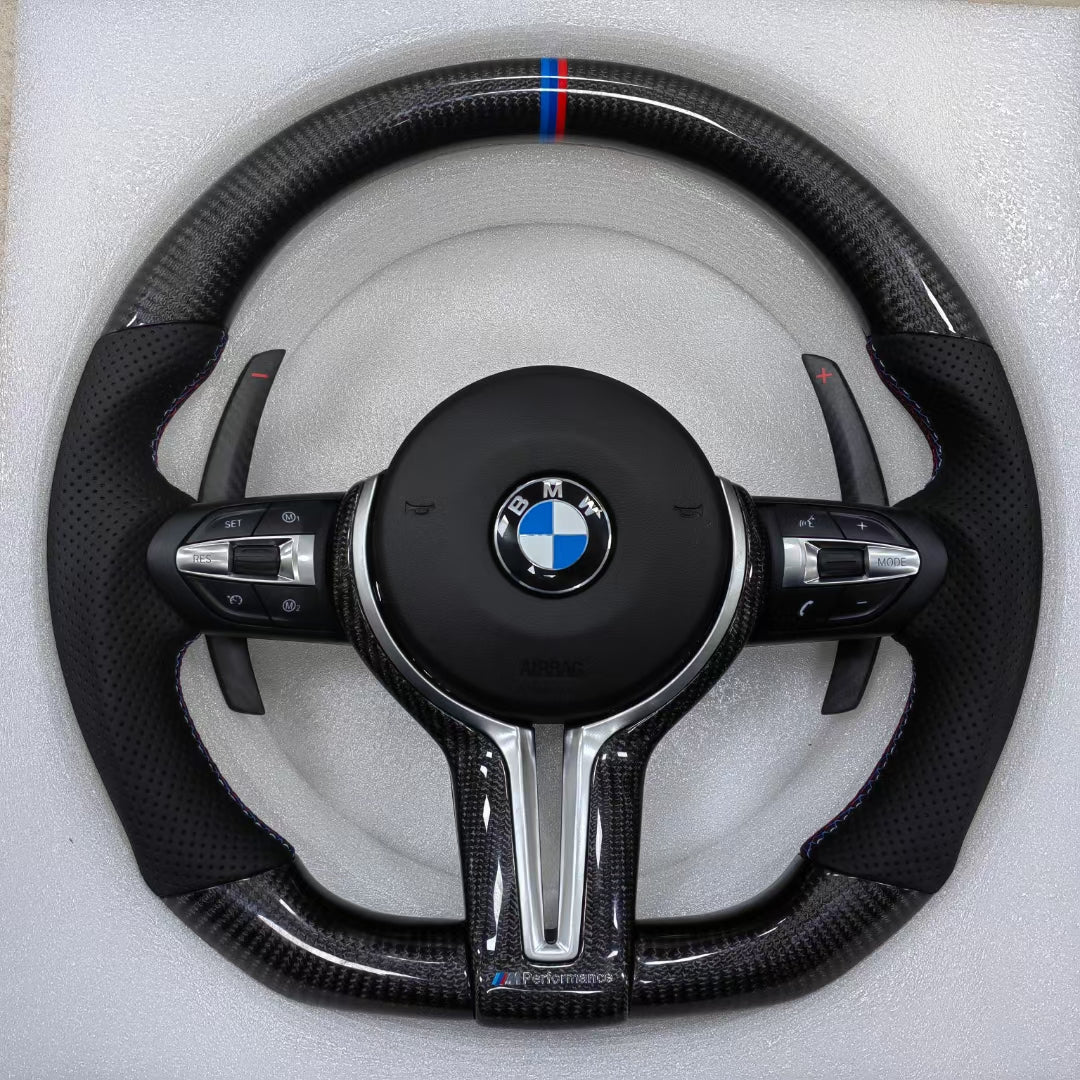OEM-Style BMW M Performance Steering Wheel – Fit for 3 Series F30/F80 & 5 Series F10 – Carbon Fiber & Leather Trim