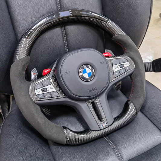 BMW steering wheel carbon fiber + Alcantara + LED + carbon paddles + M1M2 functions