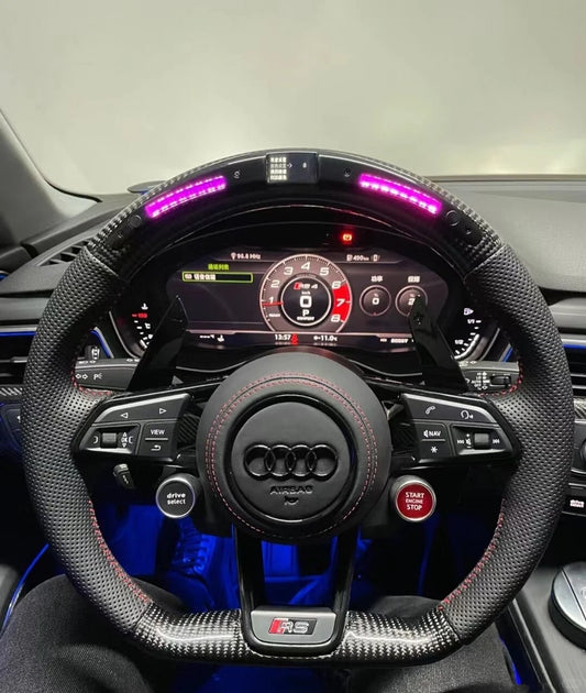 Custom Audi carbon fiber LED steering wheel with two knobs