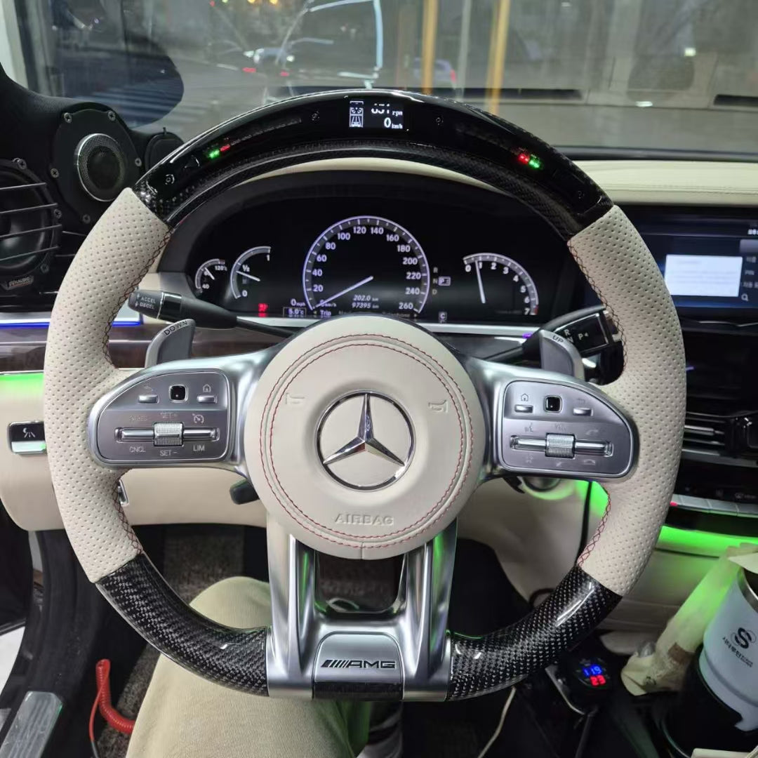 LED Carbon Fiber Steering Wheel for Mercedes Benz 205W Amg Car Accessory Hot Selling Product