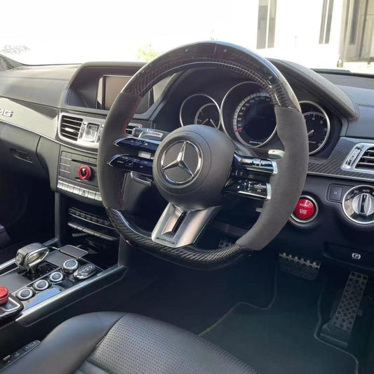 Custom Carbon Fiber Alcantara Steering Wheel for Benz W176 W204 W212 X247 GLA GLB GLE GLS EQV AMG GT Led Steering Wheel