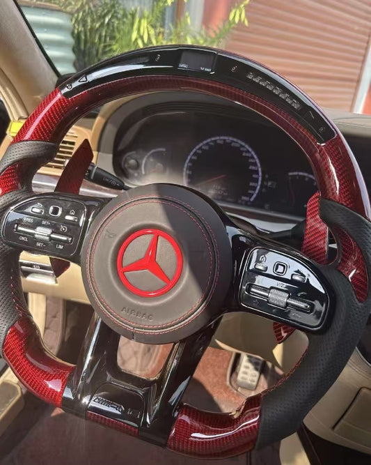 LED Car Steering Wheel for Mercedes Benz AMG A-class B-class C-class E-class S-class GL Series Carbon Fiber Steering Wheel