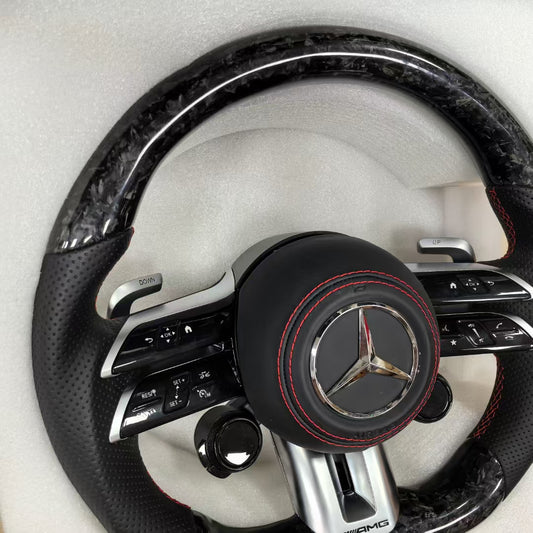 Customized Forged Carbon Car Steering Wheel Assembly with OLED for Mercedes Benz AMG W204 C63 W212 W218 W207 W172 W223