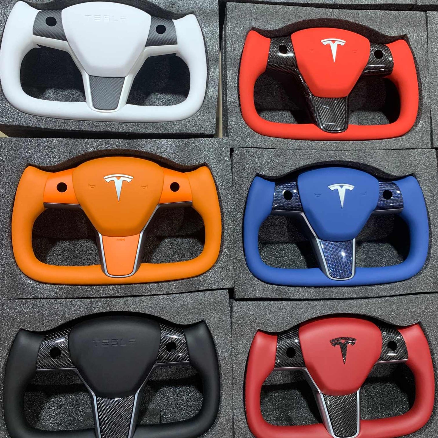 Customized Tesla Colored Nappi Steering Wheel