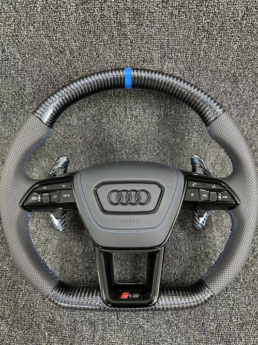 Carbon Fiber Steering Wheel for Audi S4 S6 S7 RS3 RS4 RS6 A6 A7 a6 c7 a3 8p audi a4 b8 with Paddle Shifters