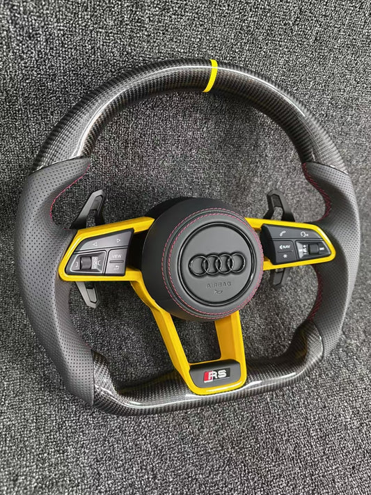 Customized Carbon Fiber Steering Wheel 2019-2021 Audi C8 A6 S6 RS6 A7 S7 RS7 Sports Design Style