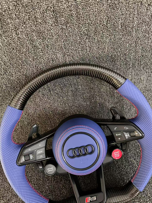 Customized Purple Leather Material Carbon Fiber Steering Wheel for Audi A3 A4 A5 A6 Q5 Q7 S4 S5
