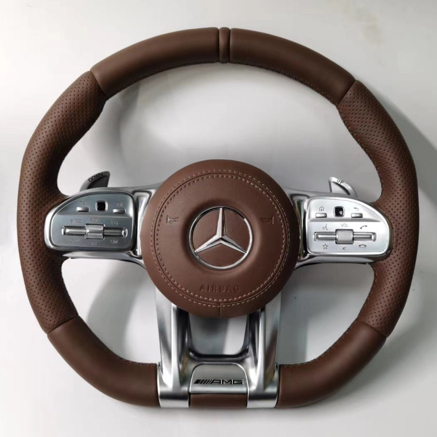 Customized colored Nappa leather steering wheel for Mercedes Benz