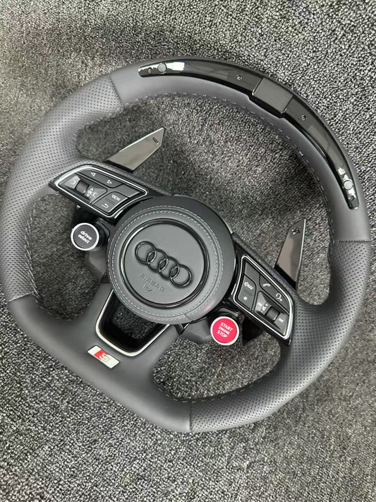 Audi steering wheel: leather+LED lights+carbon paddles+2 knobs
