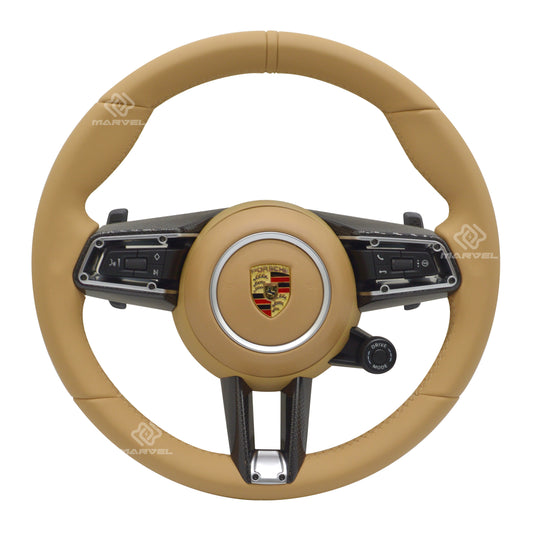 Steering Wheel for Porsche Cayenne/Panamera SUV Leather Custom Racing Design, Fanatec GT Sport & Classic 911 Retrofit
