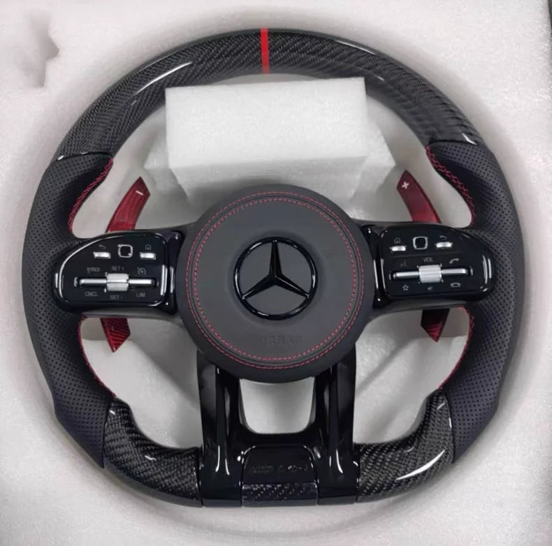 Carbon Fiber Steering Wheel for Benzs Slc-class Slc200 Slc260 Slc300 AMG GT With Perforated Leather Steering Wheel