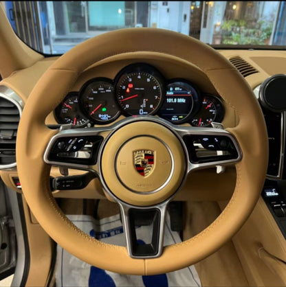 Leather Car Steering Wheel for Porsche Cayenne Boxster Panamera Cayman 911 991 970 997 718