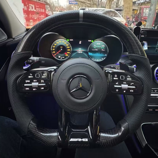 Carbon Fiber Sports Racing Steering Wheel for Mercedes-Benz C E S CLA GLA GLC GLE GLS W205 W213 W222 W177 AMG W205 W213