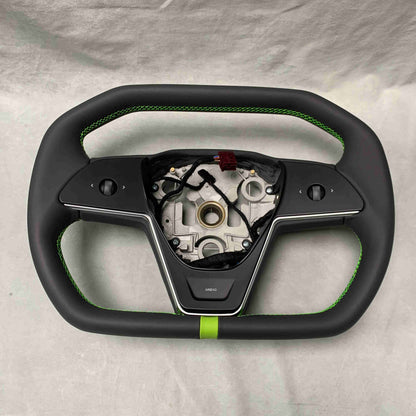Cybertruck style Nappa leather steering wheel for Tesla model 3/Y/S/X