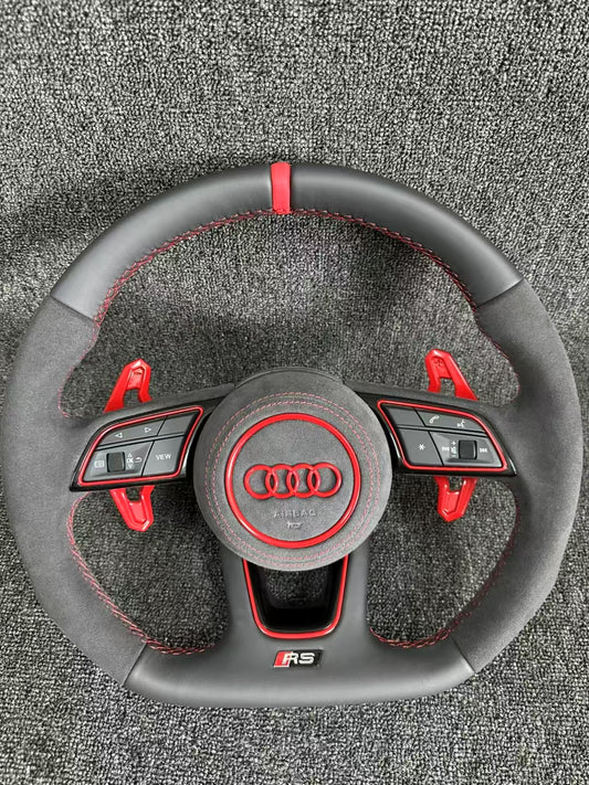 Customized Steering Wheel with Sports Design Auto Accessories for Audi A3 A4 A5 A6 A7 A8 Q3 Q5 Q7 Leather Material
