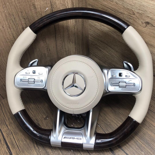 Custom Carbon Fiber Rosewood Steering Wheel Steering Wheel for Mercedes-Benz W117 W204 W205 W167 W213 W222 W207 W212 Cars Auto Steering Parts
