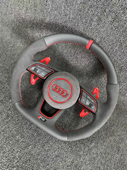 Customized Steering Wheel with Sports Design Auto Accessories for Audi A3 A4 A5 A6 A7 A8 Q3 Q5 Q7 Leather Material