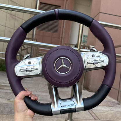 Customized colored Nappa leather steering wheel for Mercedes Benz