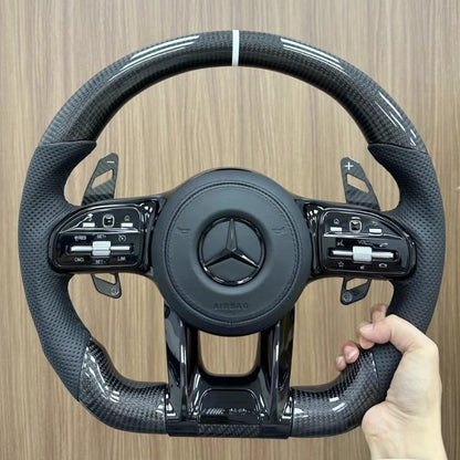 Carbon Fiber Steering Wheel for Benzs Slc-class Slc200 Slc260 Slc300 AMG GT With Perforated Leather Steering Wheel
