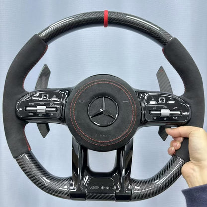 Customizable Carbon Fiber Leather Sports Steering Wheel Upgrade Fit for AMG GT W205 W212 W176 W211 Models Interior Accessory