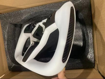 Yoke steering wheel with bright carbon or matte carbon trim with side carbon and heating for Tesla Model 3/Y