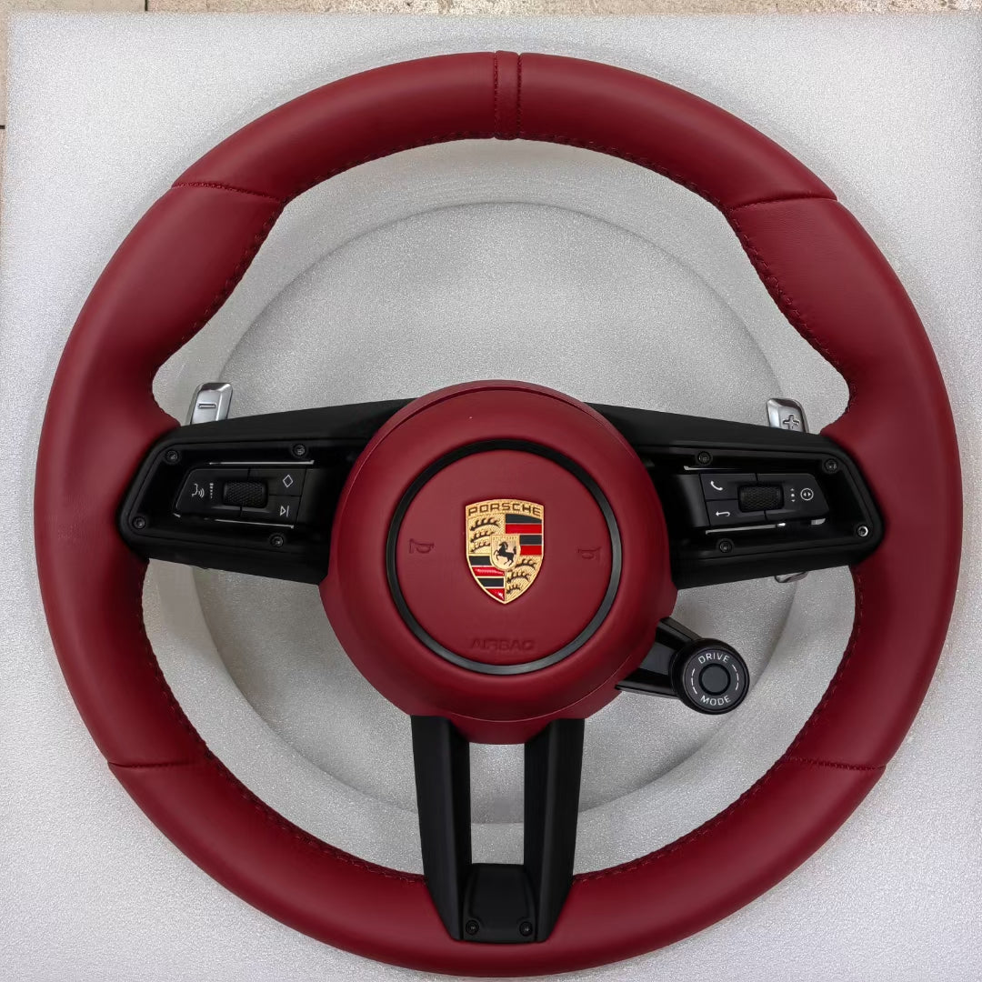 Modified Porsche Leather Steering Wheel for Porsche Cayman Cayenne Panamera Macan Tayneen Boxter Cocoa 718 911 955 957 970 971