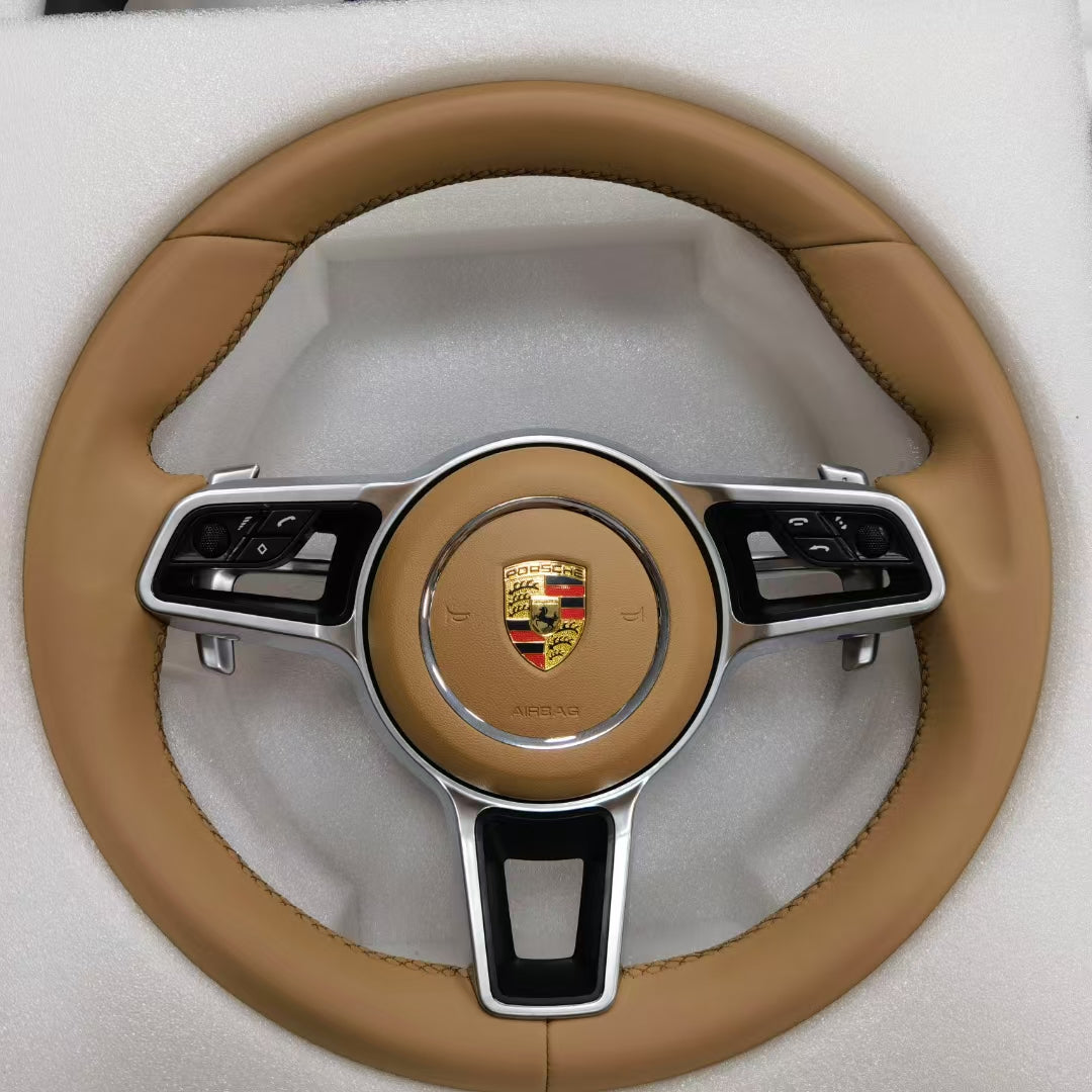 Leather Car Steering Wheel for Porsche Cayenne Boxster Panamera Cayman 911 991 970 997 718