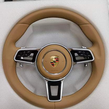Leather Car Steering Wheel for Porsche Cayenne Boxster Panamera Cayman 911 991 970 997 718